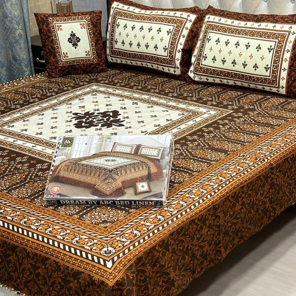 ✨ Dream 4 PCS ✨  🎗 Panel print '' 4 piece '' 🎗   Stuff =.   3 D PANAL BEDSHEET CRYSTAL COTTON